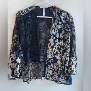 Mosaic printed shrug with velvet details (Anthropologie)